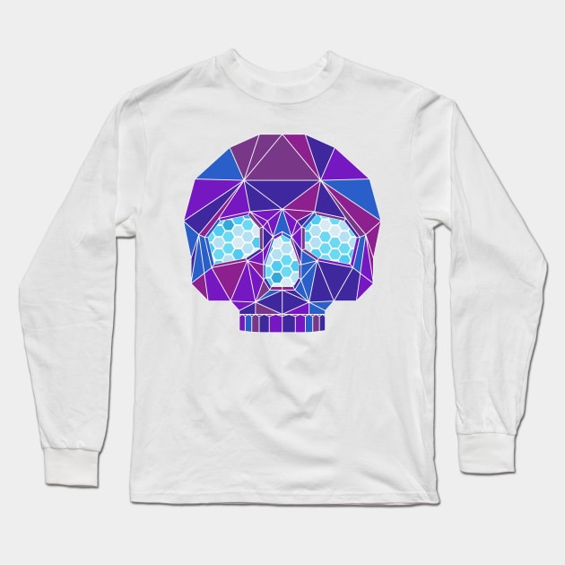 Purple Geometric Skull Long Sleeve T-Shirt by KlehmInTime